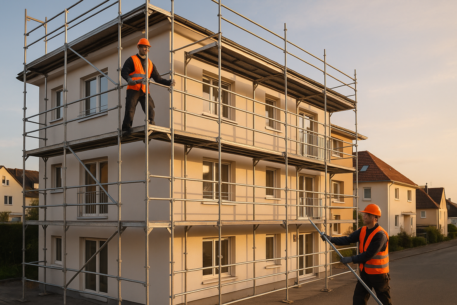 Gerüstbauer bei der Arbeit